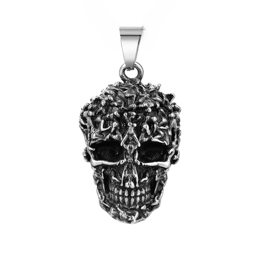 Halloween Thorn Skull Head Titanium Steel Pendant for Men