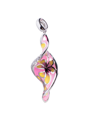 Spiral Shape Pink Enamel Silver Pendant