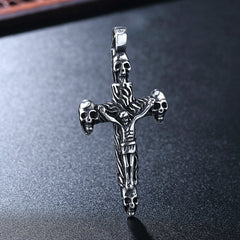 Halloween Skull Jesus Crucifix Titanium Steel Pendant for Men