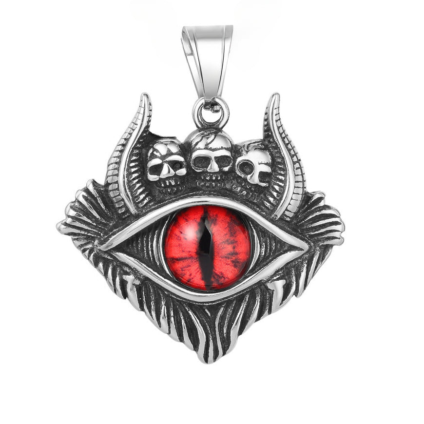 Halloween Horned Skull Devil's Eye Titanium Steel Pendant for Men