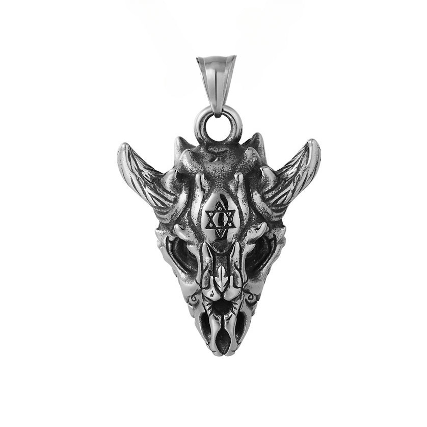 Halloween Satan Skull Sheep's Head Titanium Steel Pendant for Men