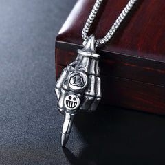 Halloween Ghost Claw Middle Finger Titanium Steel Necklace for Men