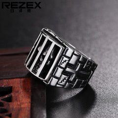 Halloween Punk Gothic Prison Skull Titanium Steel Ring for Men