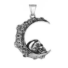 Halloween Moon Skull Head Titanium Steel Pendant for Men