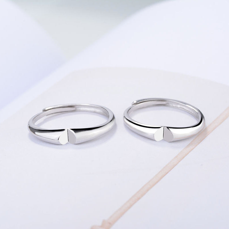 Heart Shape Silver Couple Ring for Women