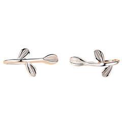 Leaf Ear Clip Silver Studs Earrings for Women