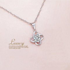 (Pendant Only) Lucky Clover with Zircon Silver Pendant for Women