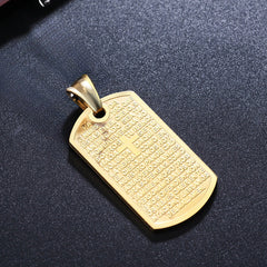 Relief Text and Cross Military Tag Titanium Steel Pendant for Men