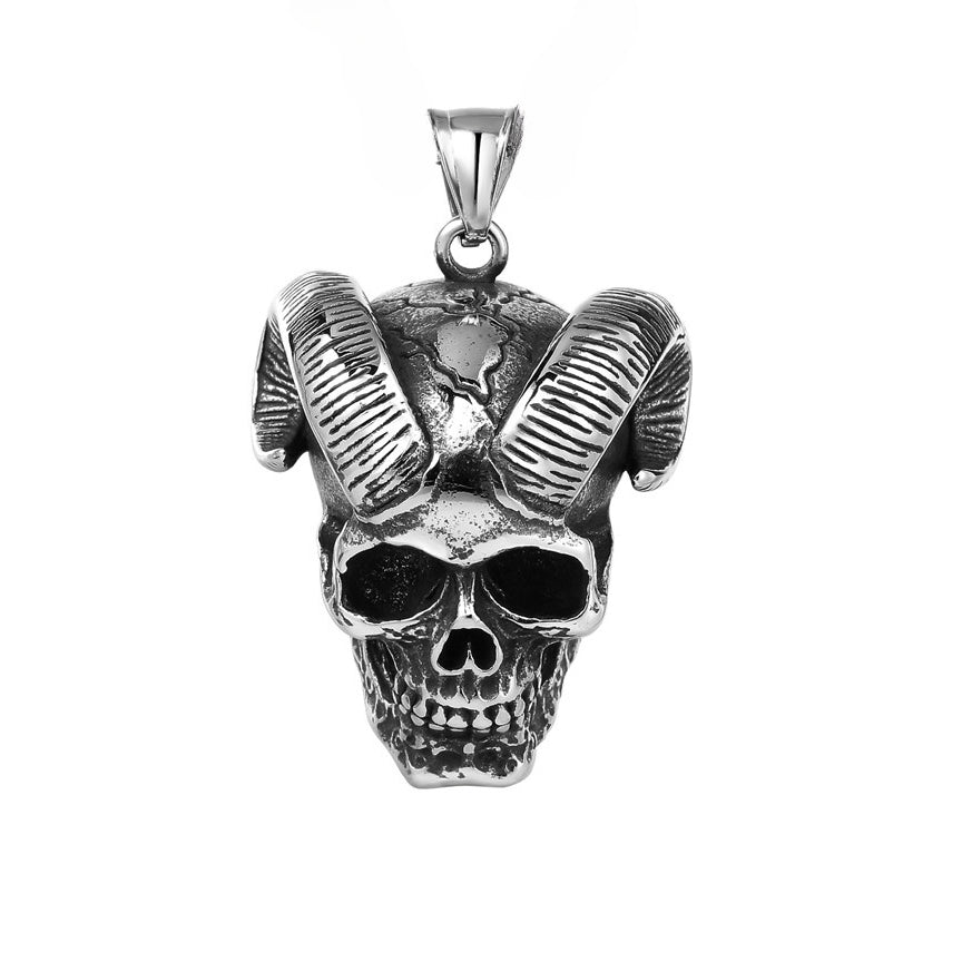 Halloween Skull Sheep horn Beast Titanium Steel Pendant for Men