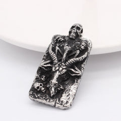 Halloween Bullhead Monster Skull Rectangle Titanium Steel Pendant for Men