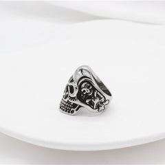 Halloween Punk Skull Zircon Titanium Steel Ring for Men