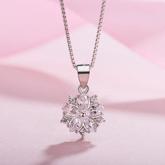 (Pendant Only) Zircon Cherry Blossom Silver Pendant for Women