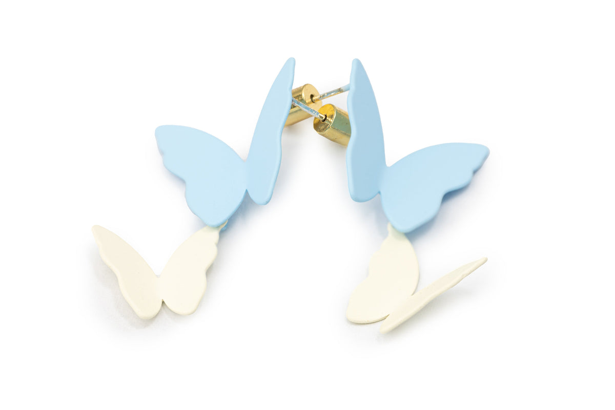 Ocean Blue Butterfly Drop Earrings