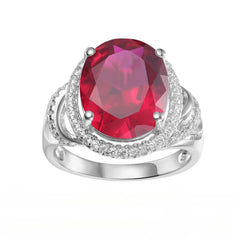 6.0 Carat Soleste Halo Oval Natural Gemstone Silver Ring