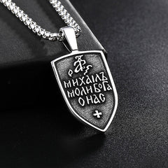 Angel Crusader Shield Titanium Steel Necklace for Men