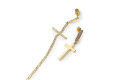 Golden Cross Drop Earrings