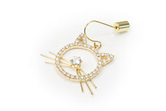 Golden Cat Shape Drop Earrings