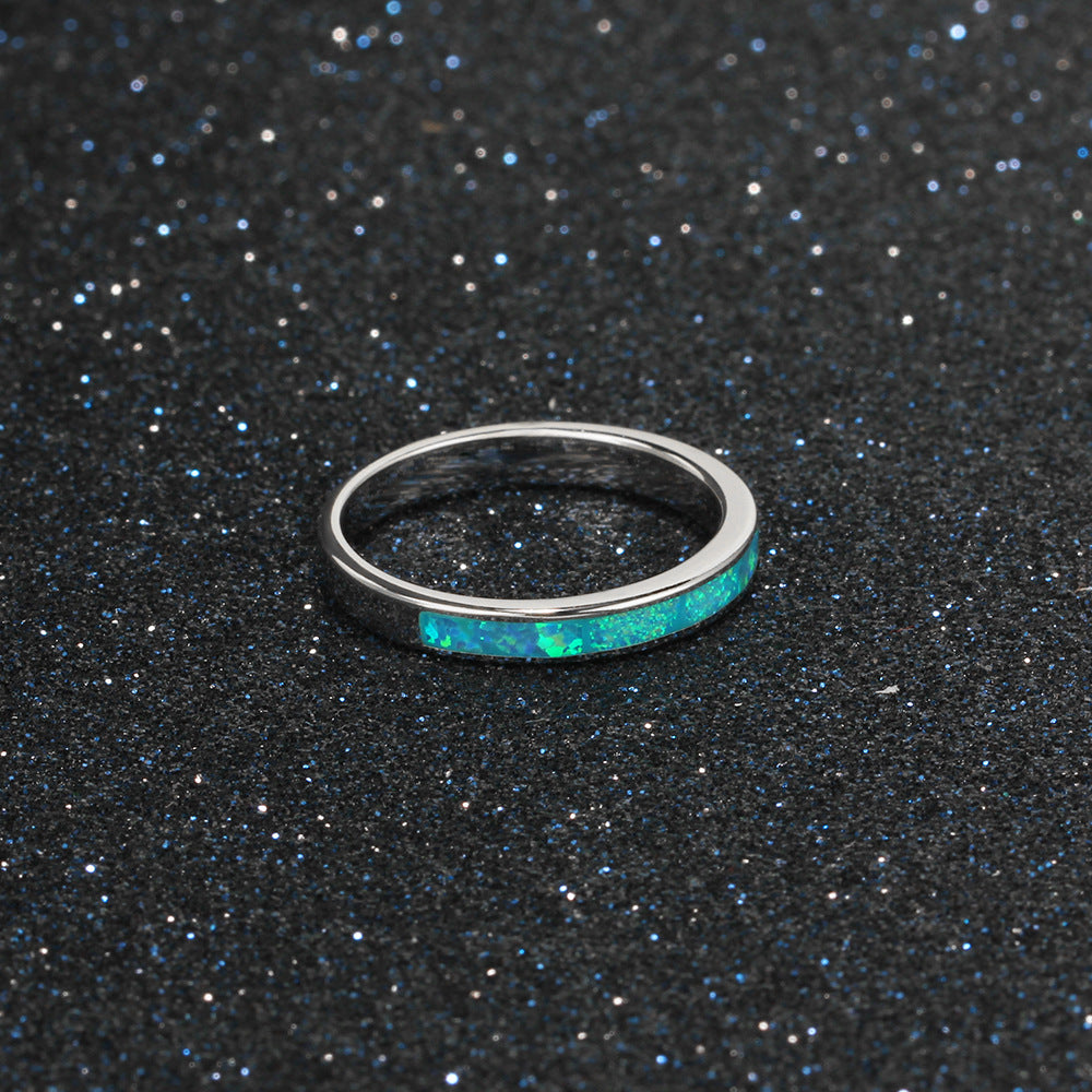 Blue Opal Sterling Silver Ring