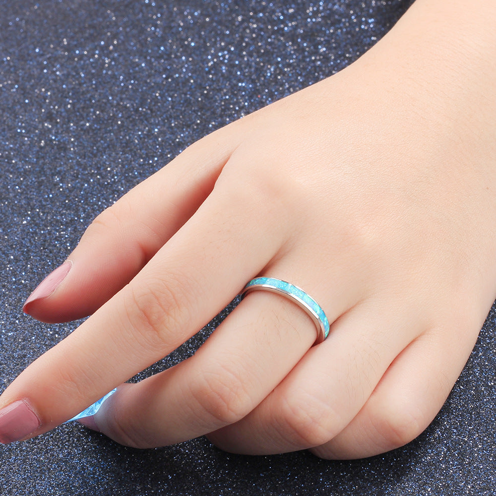 Blue Opal Sterling Silver Ring