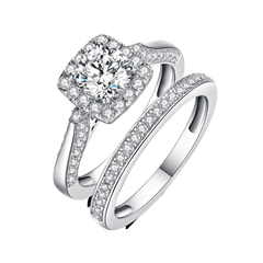 Square Soleste Halo Moissanite and Half Eternity Ring Pack