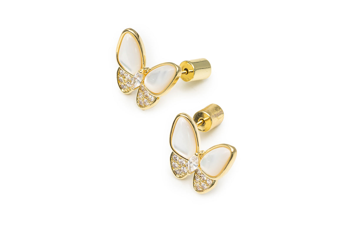 Golden Glazed Butterfly Studs