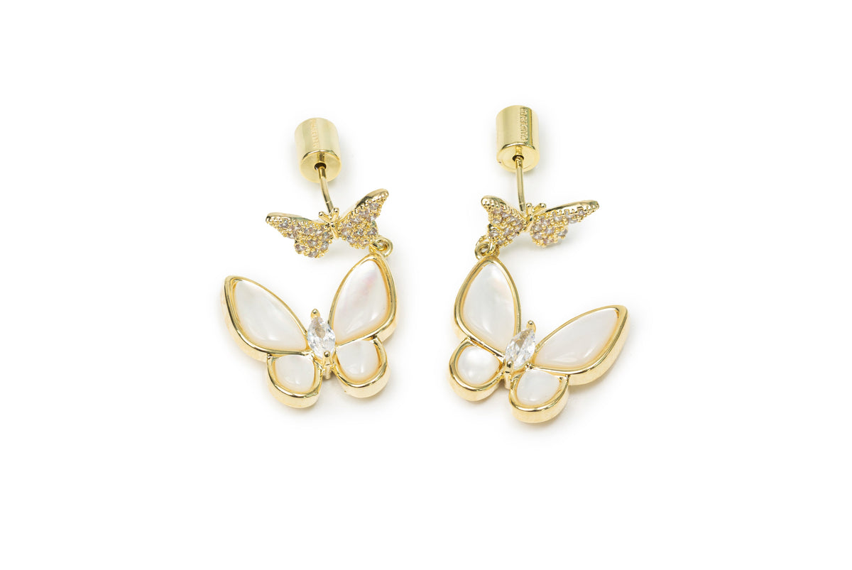 Golden Butterfly in the Garden Drop Earrings