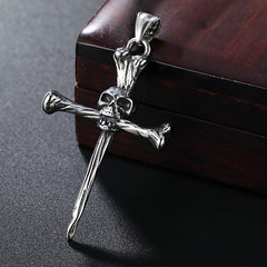 Halloween Cross Skull Head Titanium Steel Pendant for Men