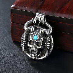 Halloween Cowhead Skull Gemstone Titanium Steel Pendant for Men