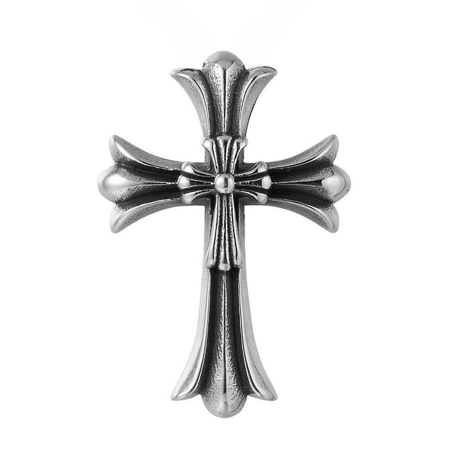 Double Cross Flower Titanium Steel Pendant for Men