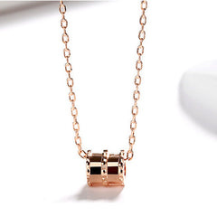 Hollow Cylinder Pendant Silver Necklace for Women