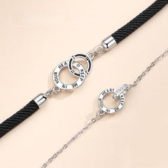 Double Circle Buckle Silver Couple Bracelet for Women