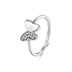 Simple and Fresh S925 Silver Korean Edition Ring for Female Actress, Elegant Butterfly Micro Inlaid Small Fine Ring, Wholesale of Cross Border Foreign Trade in Europe and America