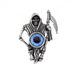 Halloween Scythe Ghost Eye Skull Titanium Steel Pendant for Men