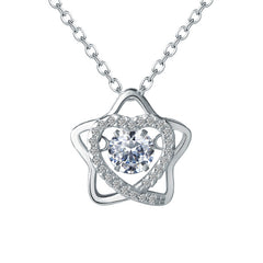 (Pendant Only) Zircon Heart-shaped Star Silver Pendant for Women