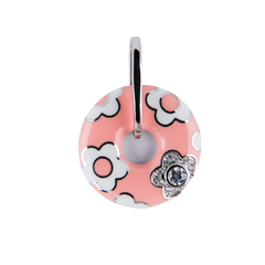 Strawberry Donut Enamel Silver Pendant