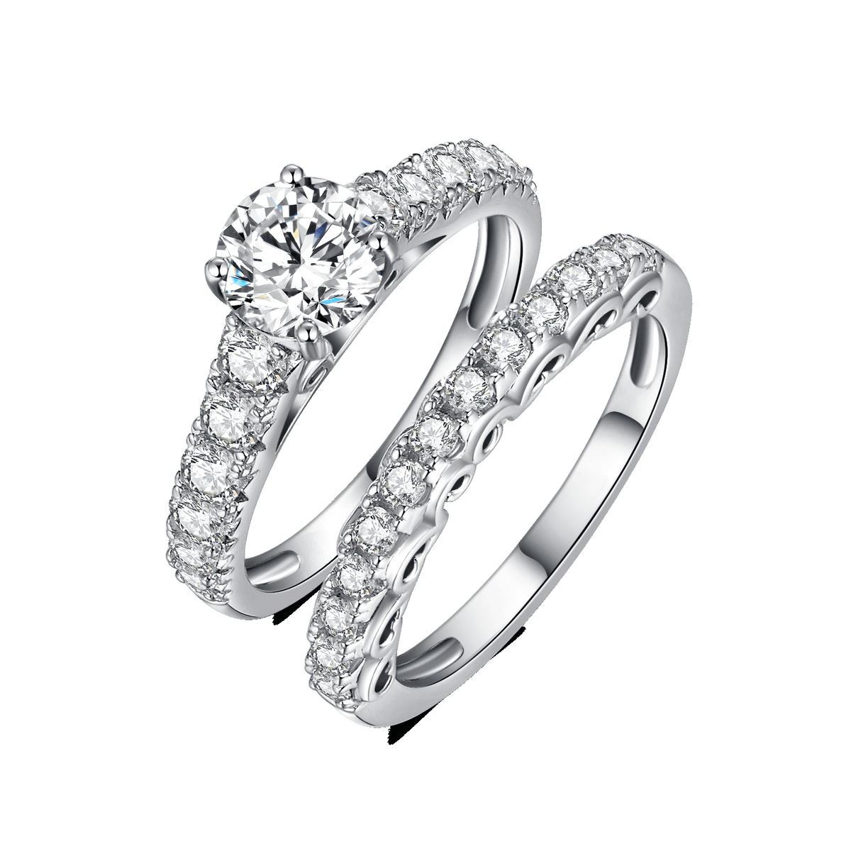 Cathedral Round Cut Moissanite Half Eternity Ring Pack