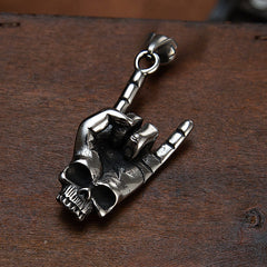 Halloween Skull Victory Gesture Titanium Steel Pendant for Men