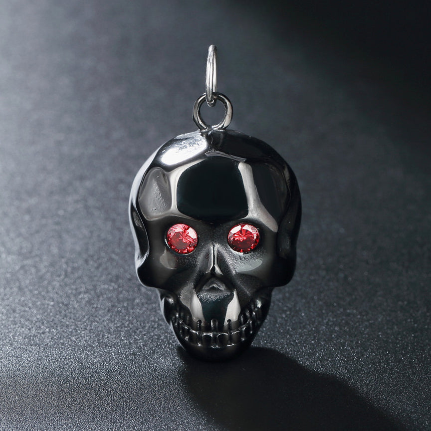 Halloween Red Zircon Robot Skull Titanium Steel Pendant for Men