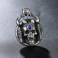 Halloween Cowhead Skull Gemstone Titanium Steel Pendant for Men