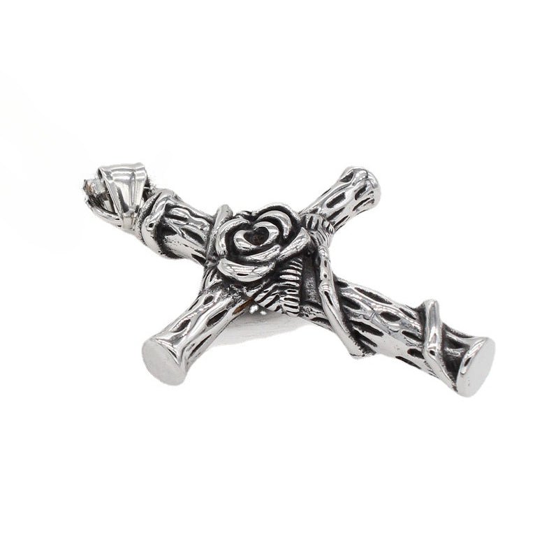 Rose Cross Titanium Steel Pendant for Men