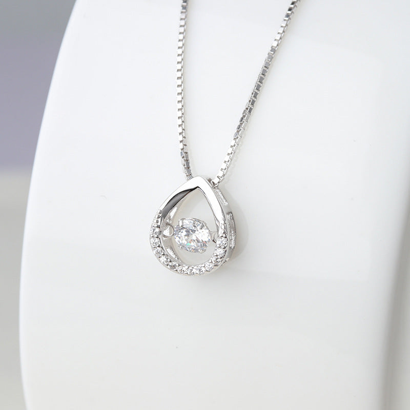 (Pendant Only) Pear Drop with Round Zircon Silver Pendant for Women