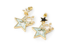 Golden Stars with Stars Drop Earrings