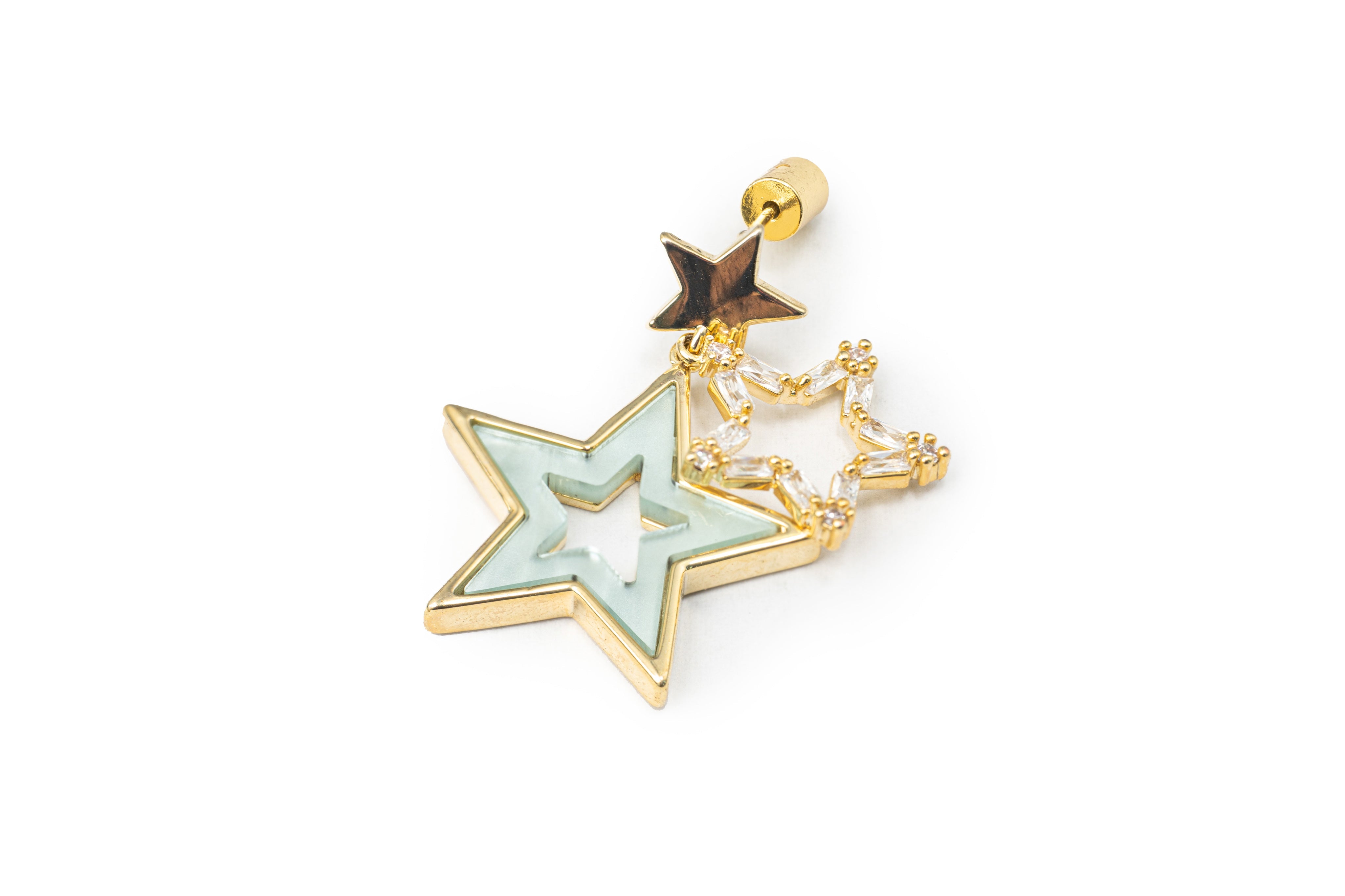 Golden Stars with Stars Drop Earrings