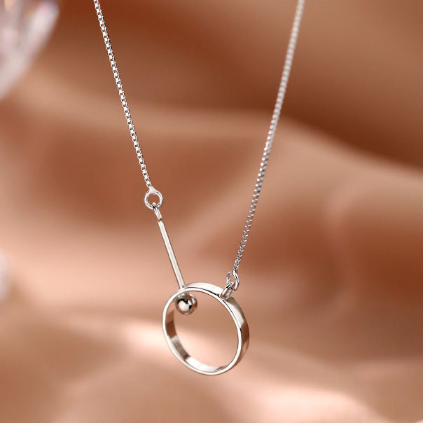 Stylish Circle Ring Silver Necklace for Women