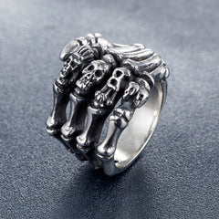 Halloween Skeleton Claw Titanium Steel Ring for Men