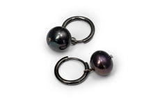 Black Round Drop Earrings