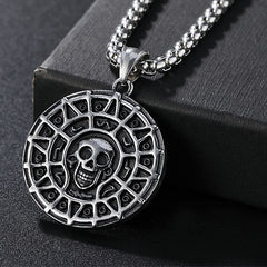 Halloween Smile Skeleton Round Titanium Steel Necklace for Men