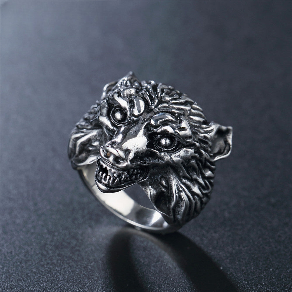 Wildness Fox Head Titanium Steel Ring for Men