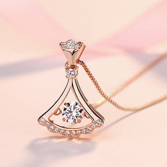 Small Skirt with Zircon Pendant Silver Necklace for Women