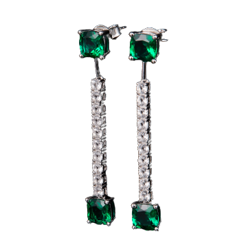 6.6Carat Square Lab Created Emerald Drop Earrings